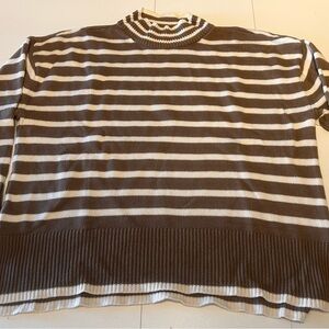 Lucky Brand Taupe and Off-White Mock Turtleneck Sweater